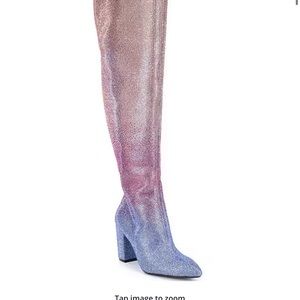 Queen-BeeTwo Ombre Rhinestone Over-the-Knee Boots